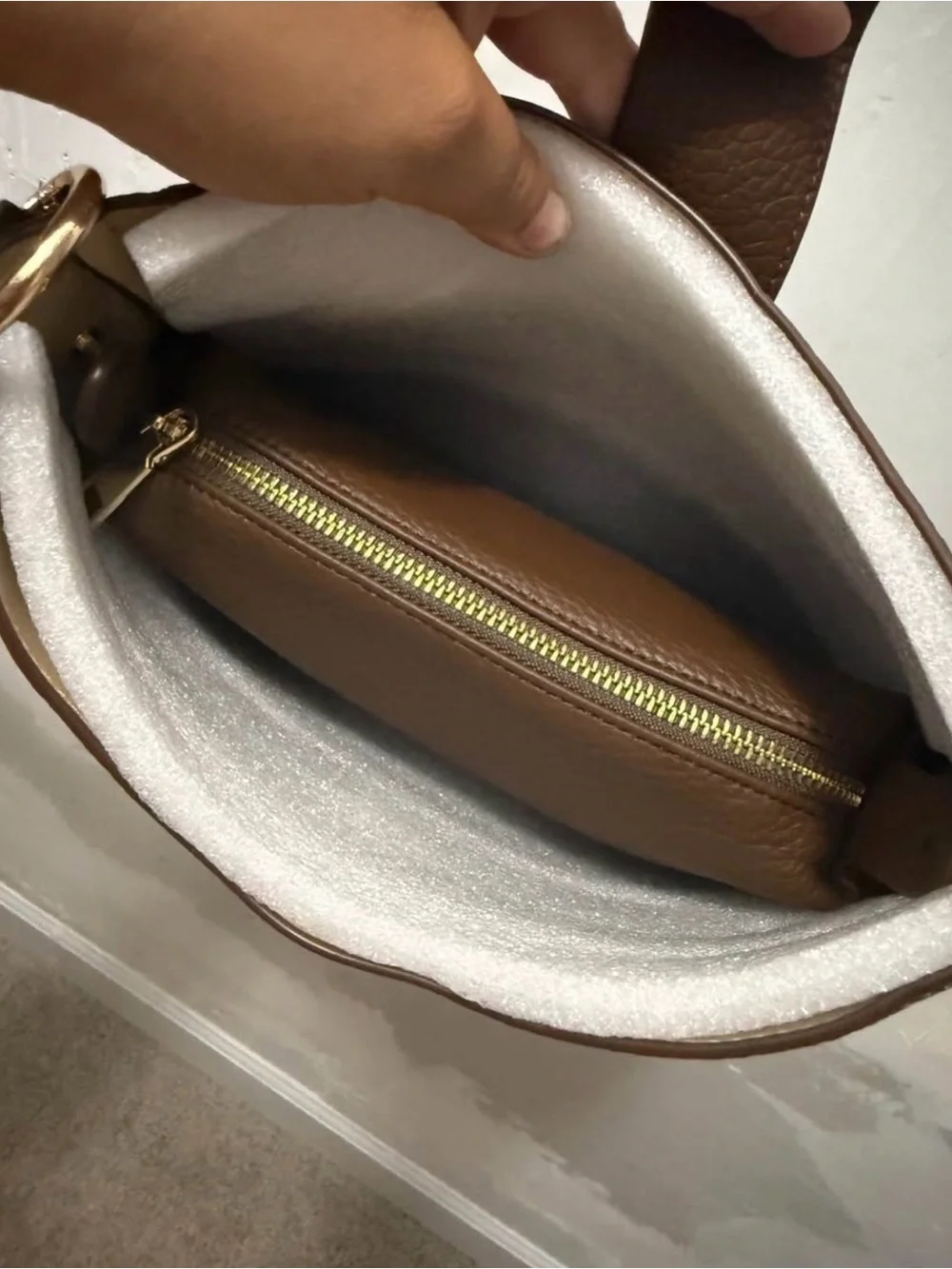 Brown Pebbled Leather Crossbody Bag - Elegant Everyday Style